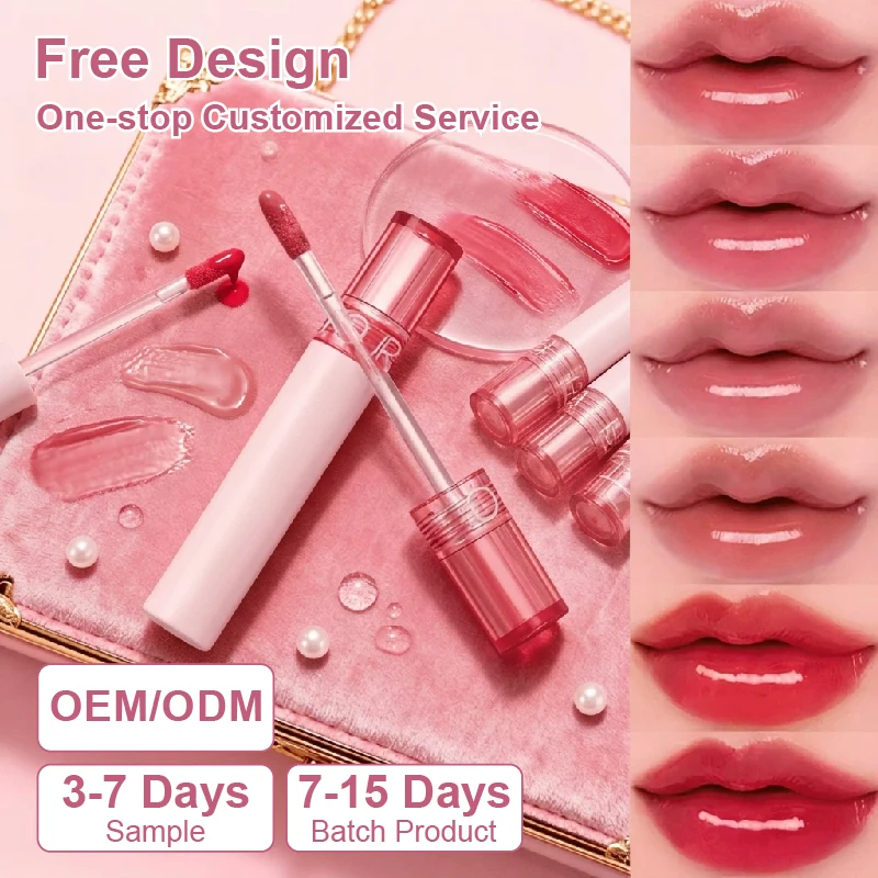 Customizable Pink Lip Balm Gloss Lipstick Moisturizing Waterproof Long Lasting Lipstick Cosmetic Vegan Daily Lip Care Lip Gloss