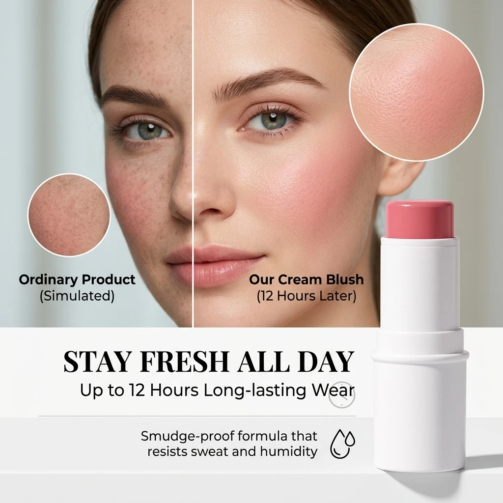OEM ODM Private Label High Pigment Vegan Cream Blush Stick Blusher Custom Waterproof Moisturizing Natural Dewy Makeup Blush