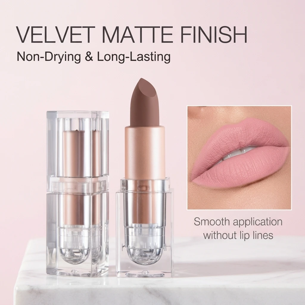Custom New Arrival Customizable Press Lipstick Moisturizing Lip Balm Vegan High Pigment Non-drying Black Tube Lipstick