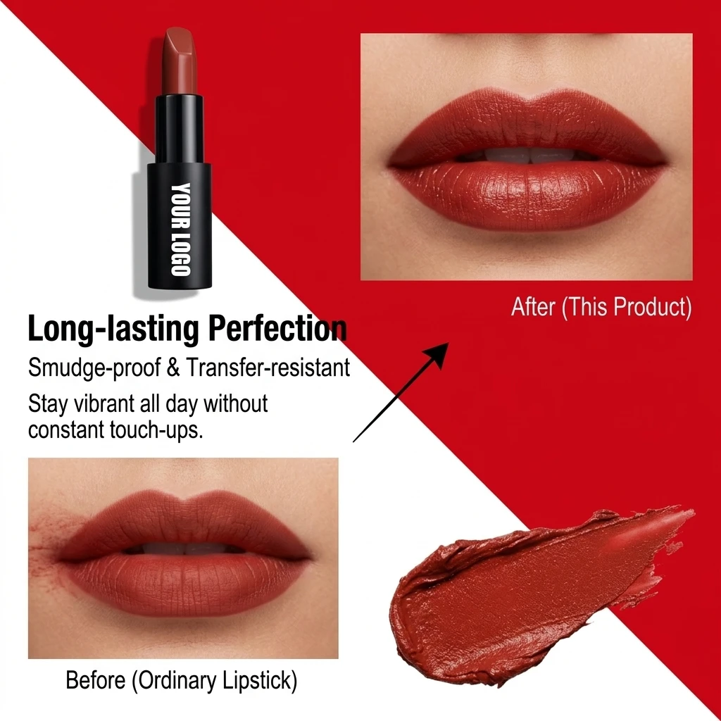 Custom Waterproof Matte Lipstick | Non-Sticky, Moisturizing Vegan Formula | China Suppliers & Factory OEM