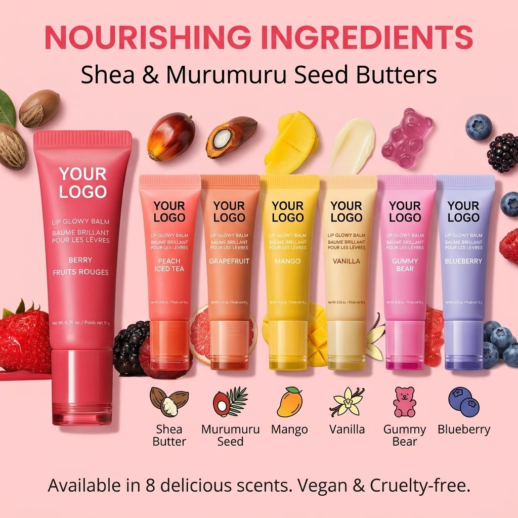 Organic Natural OEM Private Label Vegan Organic Lipstick with Butter Peptide Lip Treatment Gloss Customizable Vegan Lip Balm
