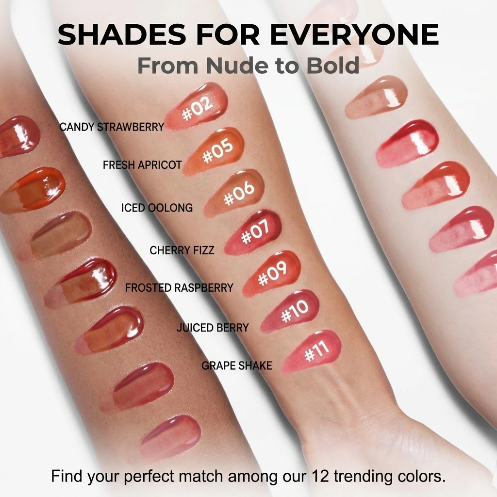 Custom Lip Gloss Moisturizing Liquid Lipstick Hyaluronic Acid & Collagen Long-lasting Mirror Lip Glazes with Iron Applicator