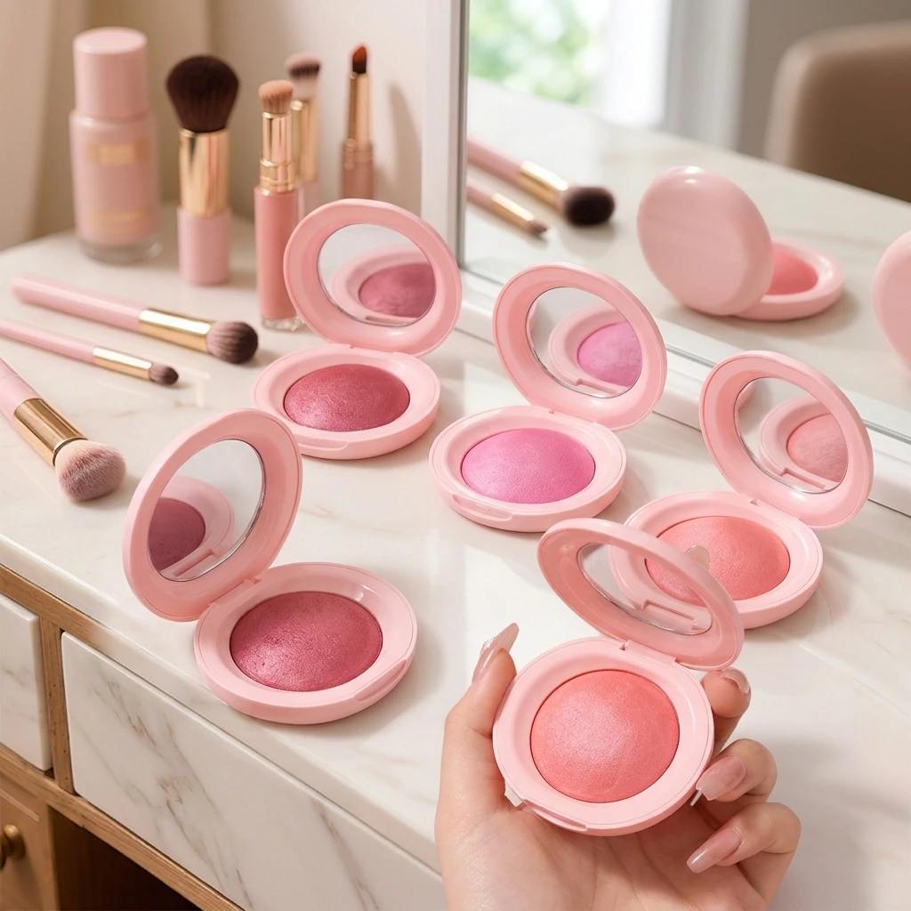 Custom Waterproof Matte Finish Mirror Long Lasting Custom Blush Light Fair Dark Skin Baked Blusher Contour and Blush Palette