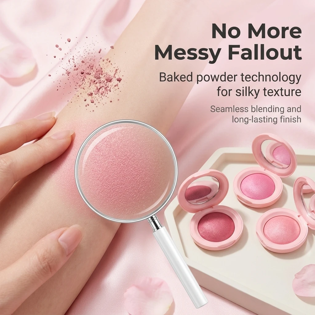 Custom Waterproof Matte Finish Mirror Long Lasting Custom Blush Light Fair Dark Skin Baked Blusher Contour and Blush Palette