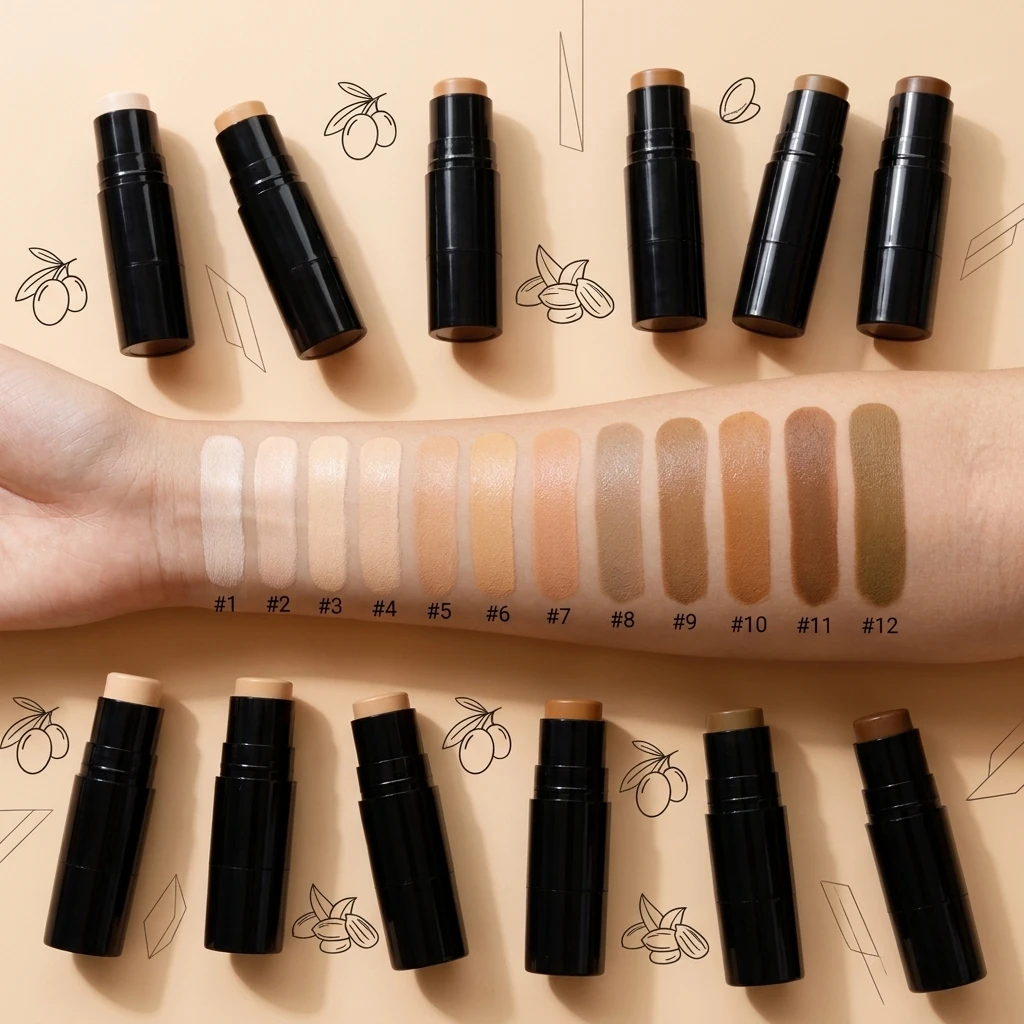 Customizable New Arrivals Vegan Matte Full Coverage Concealer Foundation Stick Matte 2 in 1 Contour Concealer Stick With Brush