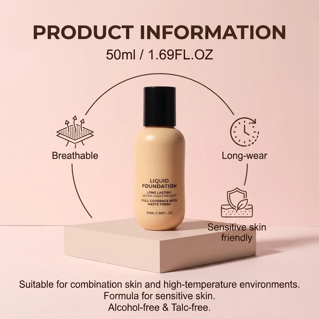 OEM Custom New Hot Liquid Foundation Makeup Private Label Includes Foundation Concealer Matte Sunscreen-Support Foundation
