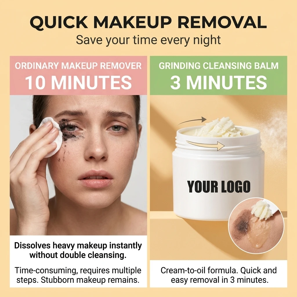 Custom Rotating No Touch Nourishing Makeup Remover Balm OEM ODM Moisturizing Face Care Vegan Cleansing Balm Makeup Remover Cream