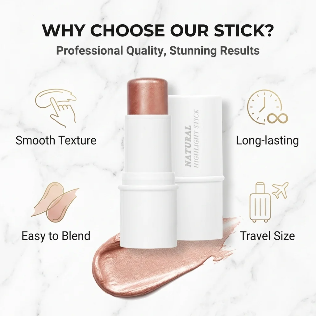 OEM Cosmetics Contouring Highlight Stick Manufactures Pink Shimmer Stick Face Highlighter Glitter Creamy Highlighter Stick