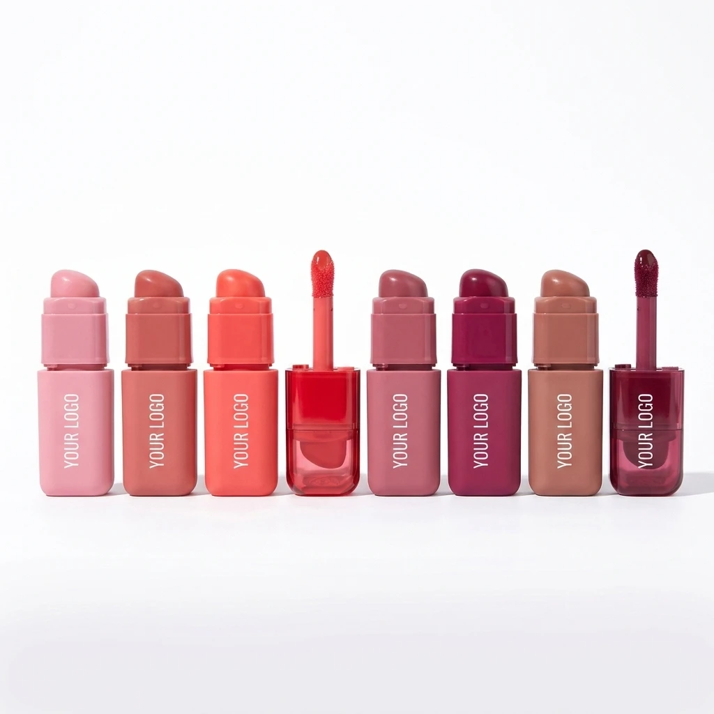 Custom logo 2-in-1High Pigmented Moisturizing Vegan Jelly Lip Gloss Wholesale Long Lasting Creamy Lipstick Lip Gloss