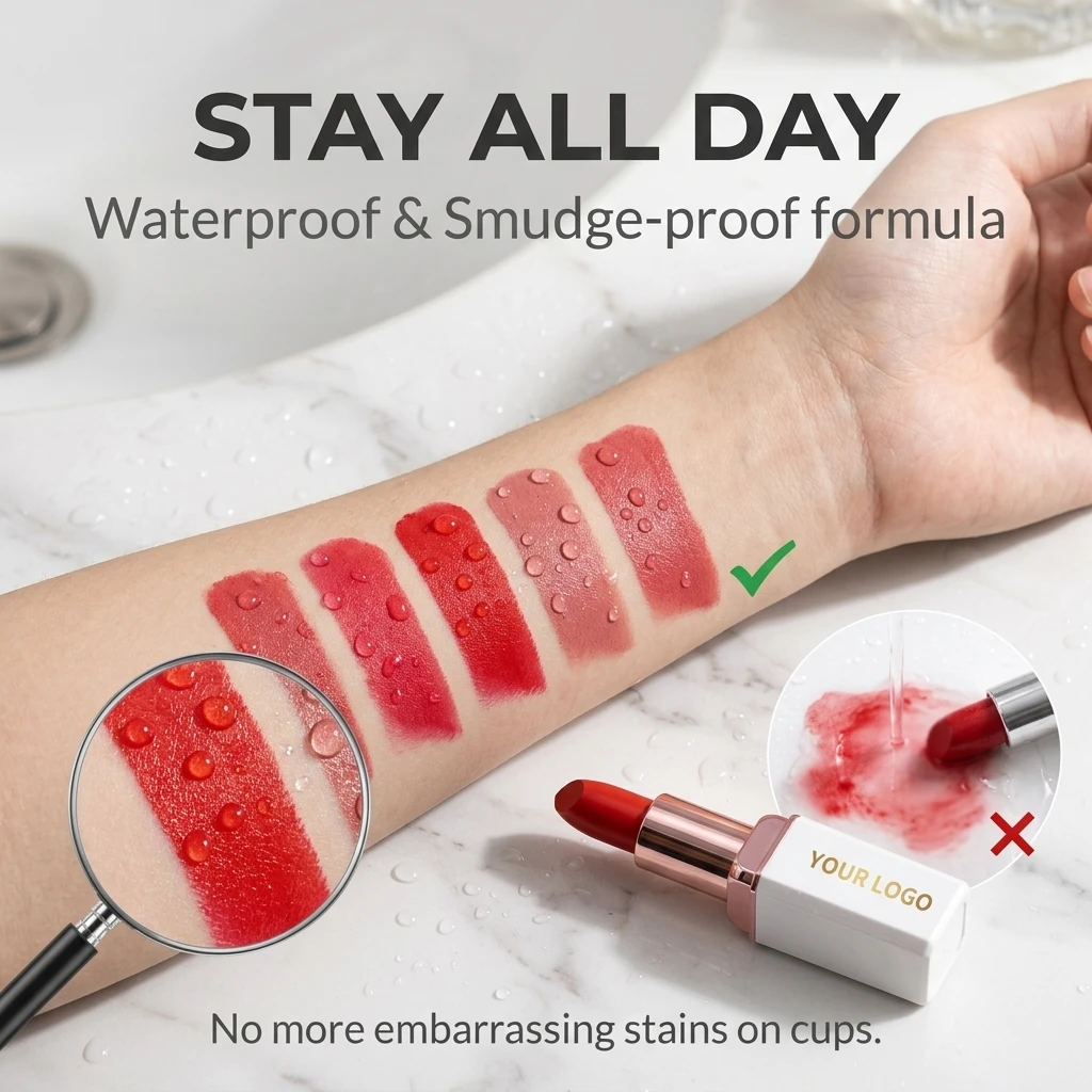 Custom OEM Wholesale Cosmetics Vegan Waterproof Long Lasting Wearing Makeup Private Label Cream Nude Velvet Matte Lipstick