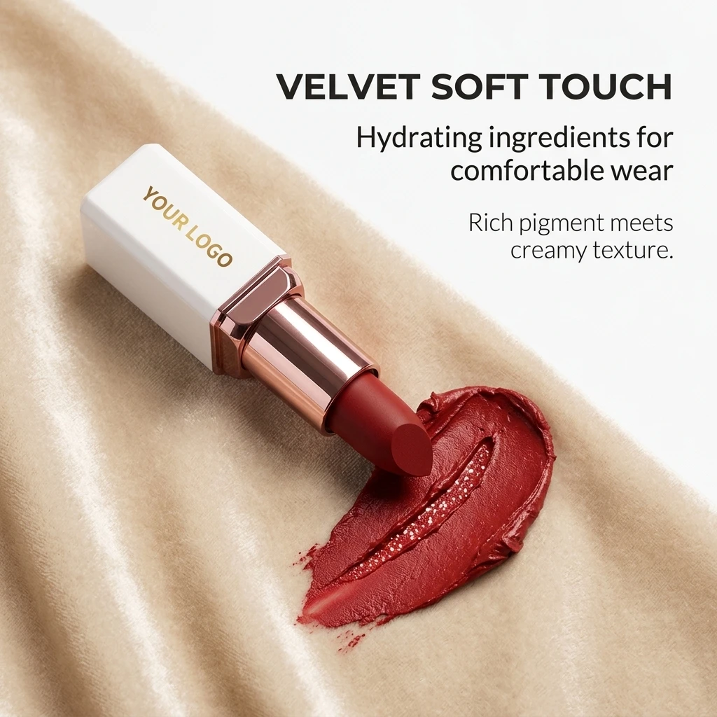 Custom OEM Wholesale Cosmetics Vegan Waterproof Long Lasting Wearing Makeup Private Label Cream Nude Velvet Matte Lipstick
