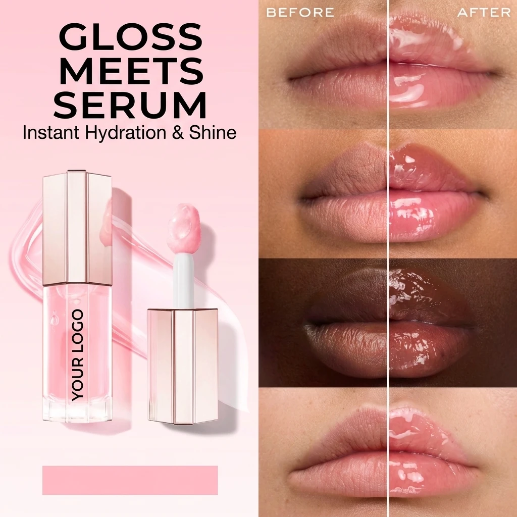 Customized Logo Private Label Glossy Liquid Lipstick Moisturizing Long Lasting Lip Gloss 24HR Hydrating Gloss with Instant Shine