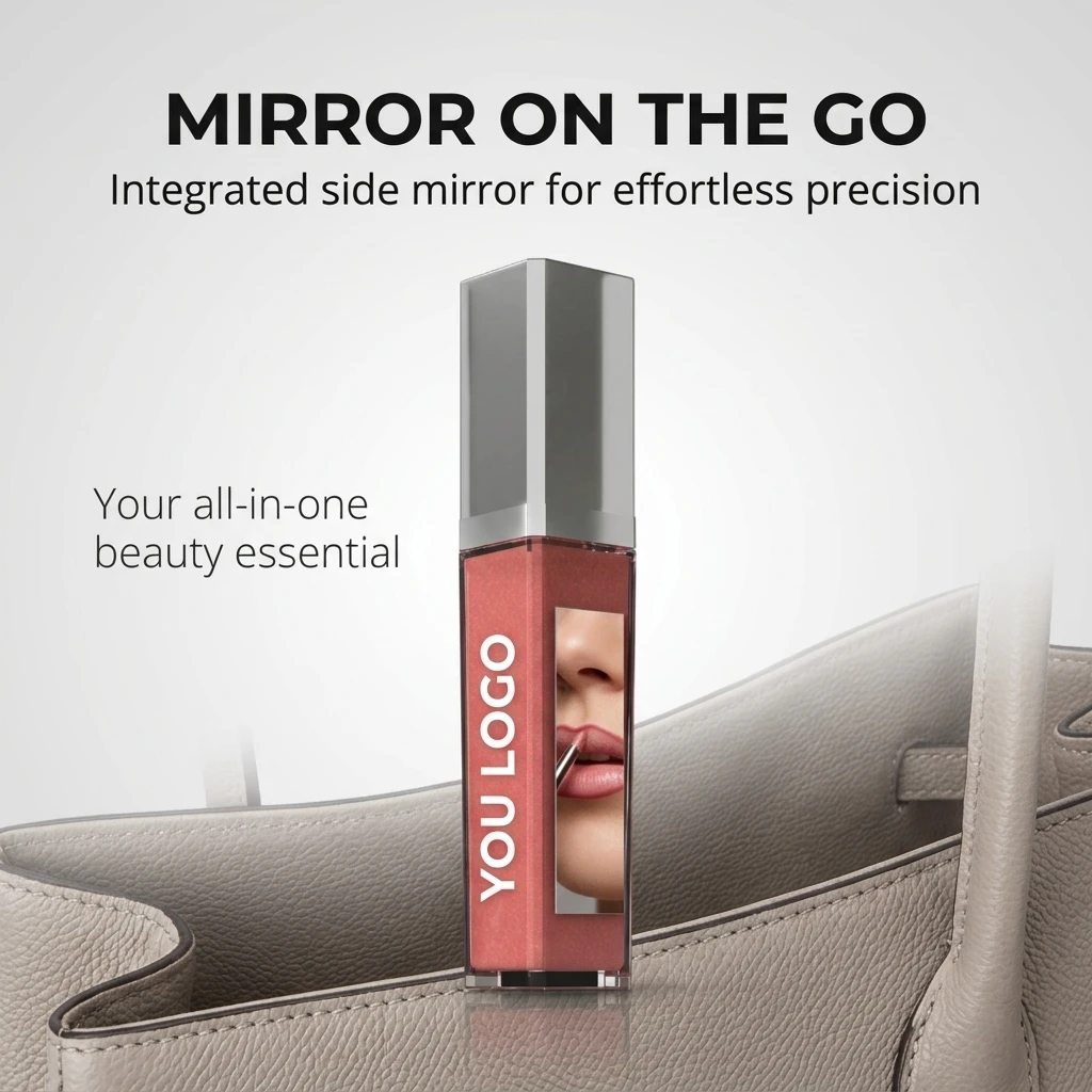 Pure Illumination Lip Gloss with LED-Lit Applicator Brush Side Mirror Non-Sticky Moisturizing Hydrating Lip Glosses with Oil