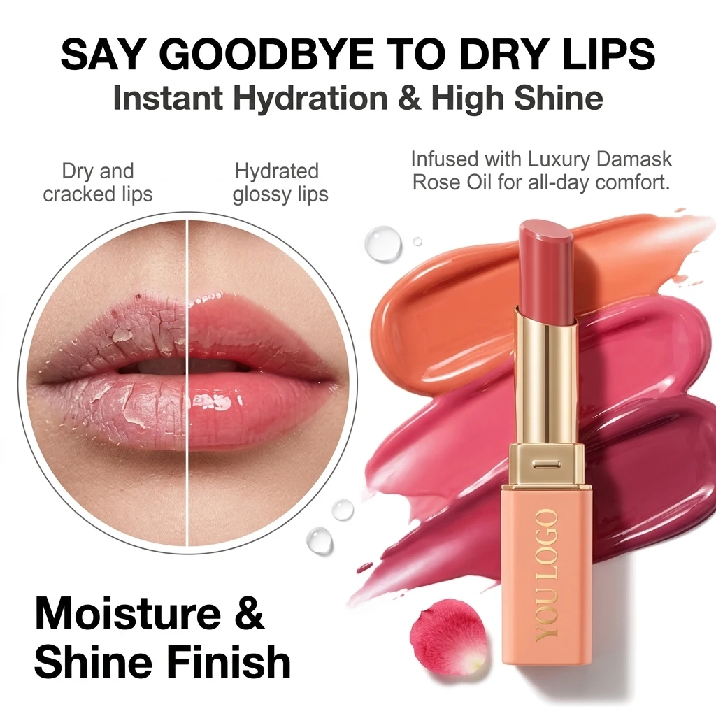 Moisturizing Orange Red Lipstick for Women Glass Lip Balm Hydrating Lip Gloss for Dry Lips Shine Juicy Finish Vegan Lipsticks