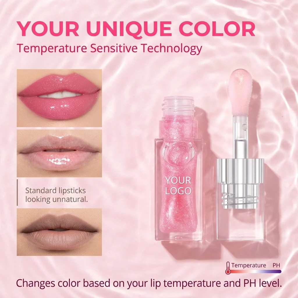 Magic Color Changing Moisturizing Lip Glow Oil Plumping Glimmer Glow Lipstick, Hydrating Lip Gloss Lip Balm Transparent Lip Care