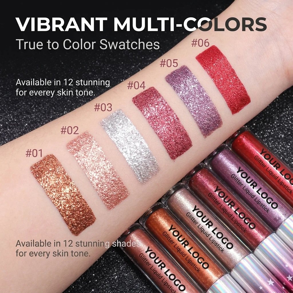Lip Gloss Matte to Glitter Liquid Waterproof Metallic Metal Shimmer Liquid Diamond Glitter Sparkle Sparkling Lipstick Lip Gloss