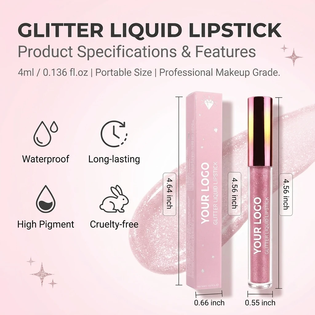 Lip Gloss Matte to Glitter Liquid Waterproof Metallic Metal Shimmer Liquid Diamond Glitter Sparkle Sparkling Lipstick Lip Gloss