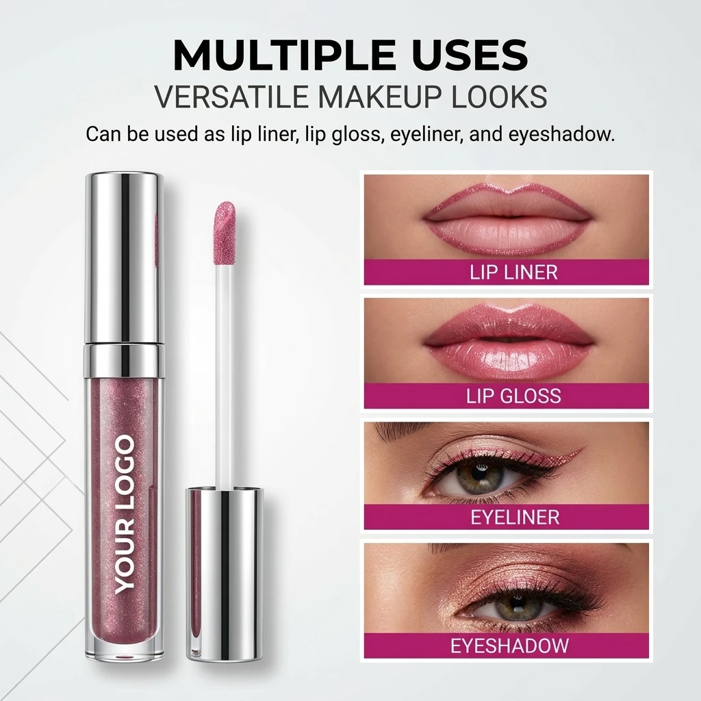 OEM Glitter Sheer Lip Gloss Shimmer Lip Gloss Long-Lasting Smudge Proof Liquid Lipstick Lip Gloss Sparkle Diamond Lip Tint Stain