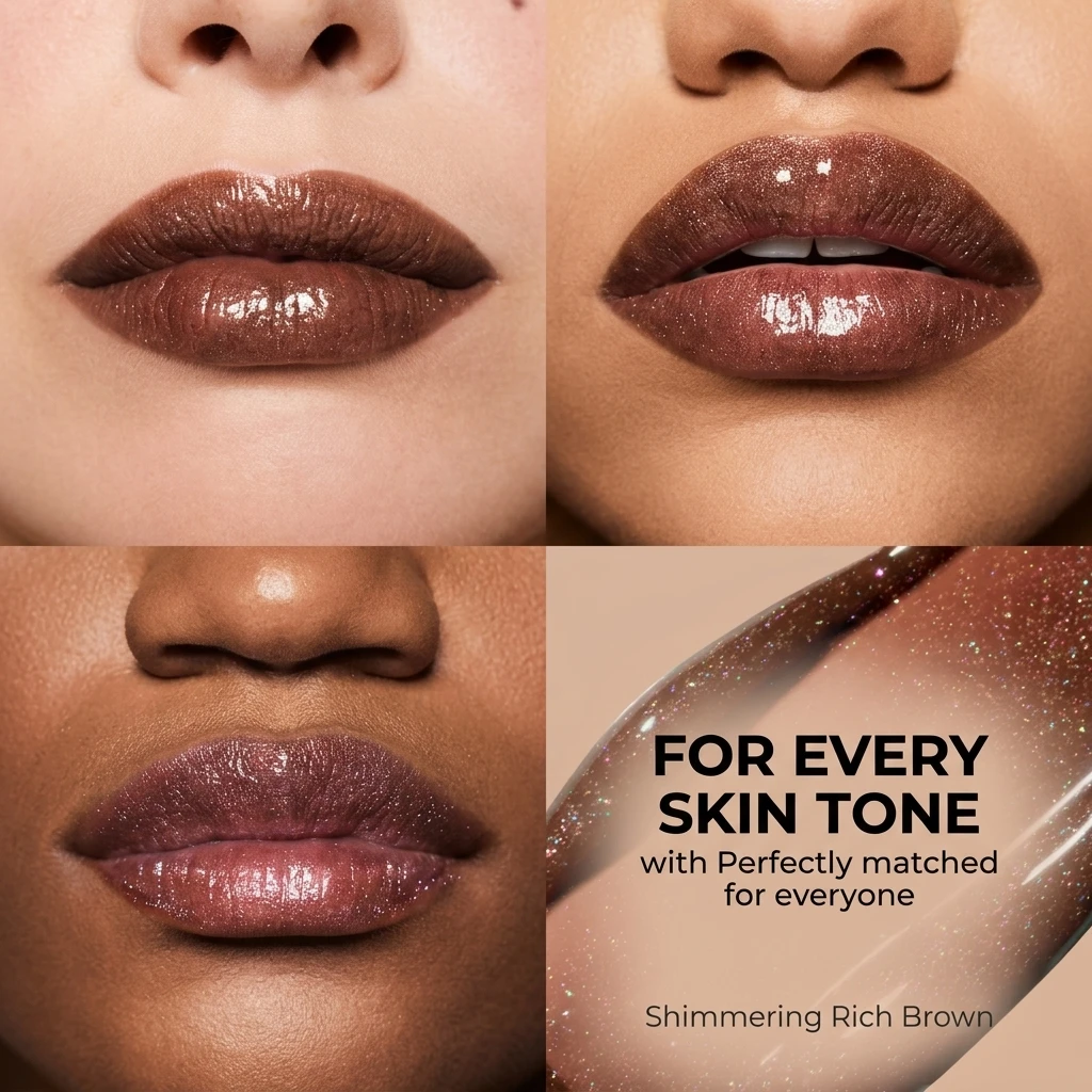 High Quality Waterproof Non-staining Long-lasting Moisturizing Lipstick Lich Brown Chocolate Shimmer Glitter Shade Lipstick