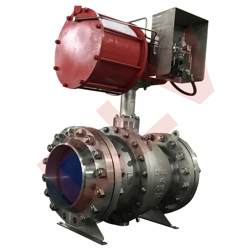 The cast steel pneumatic fixed metal seal ball valve