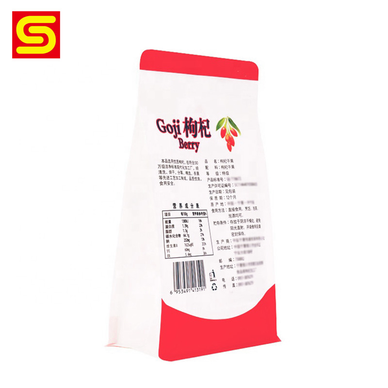 White Kraft Paper Bag with Clear Window for Wolfberry Dried Goji Berry Packaging