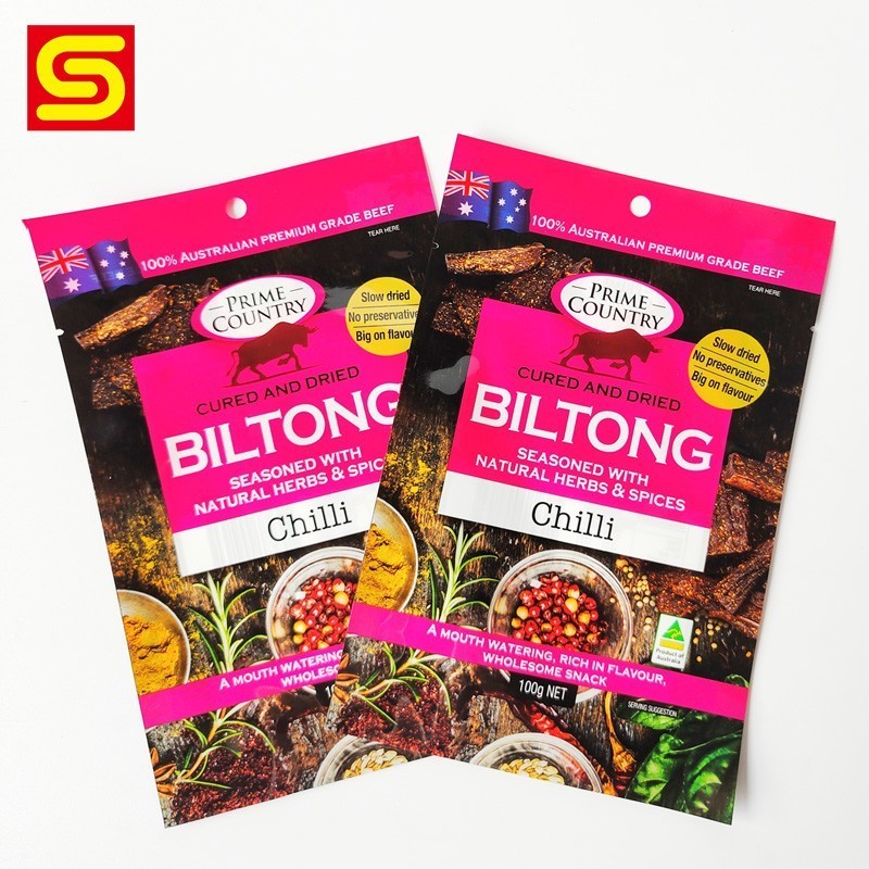 Customized Printing Flat Pouch For Biltong Packaging