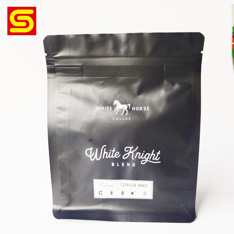 Flat Bottom Coffee Packaging Pouch With Degassing Valve