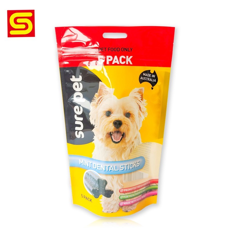 Glossy Finish Dog Food Packaging Stand Up Pouch