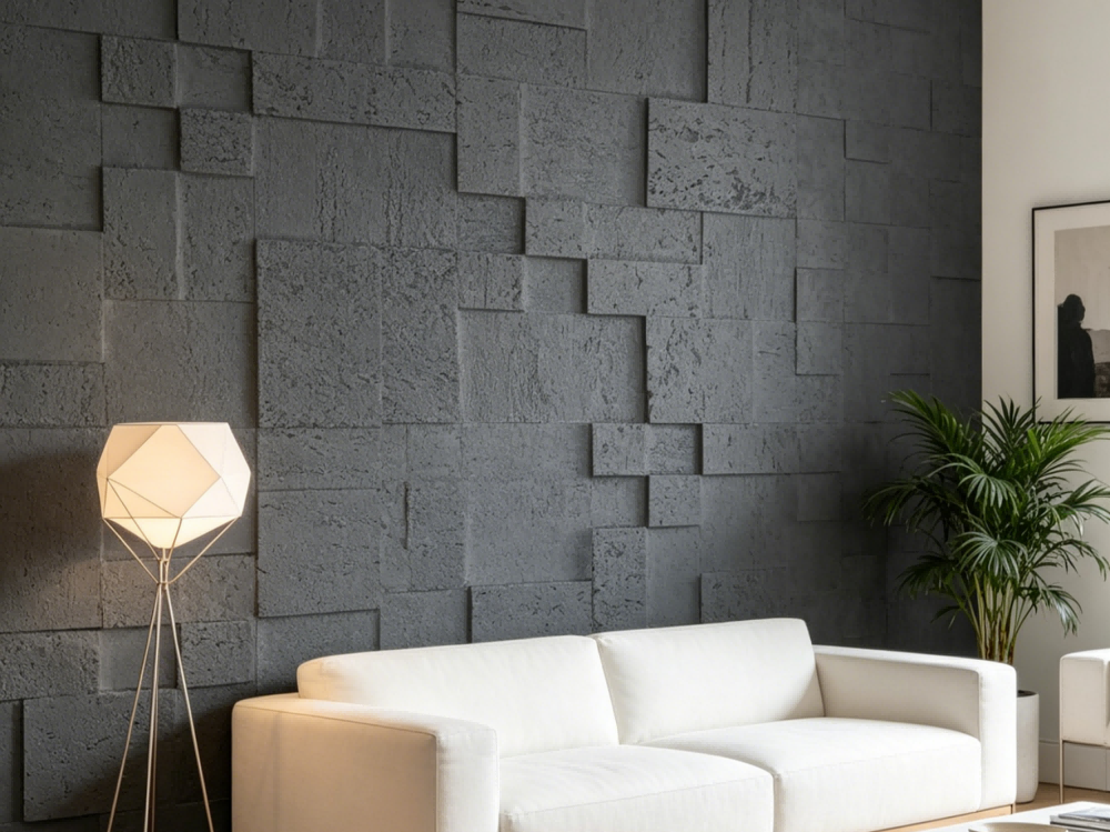 Dark Grey Splicing Travertine Flexibl...