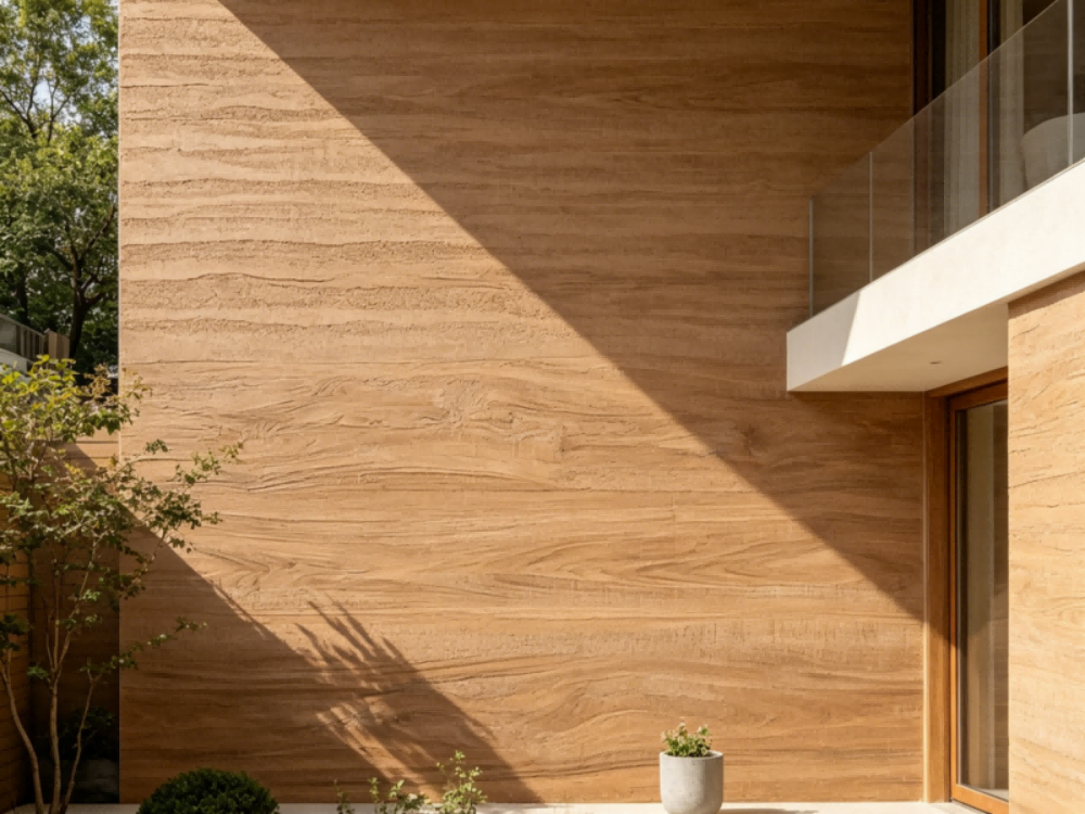 Warm Khaki Wood Grain Travertine Flex...