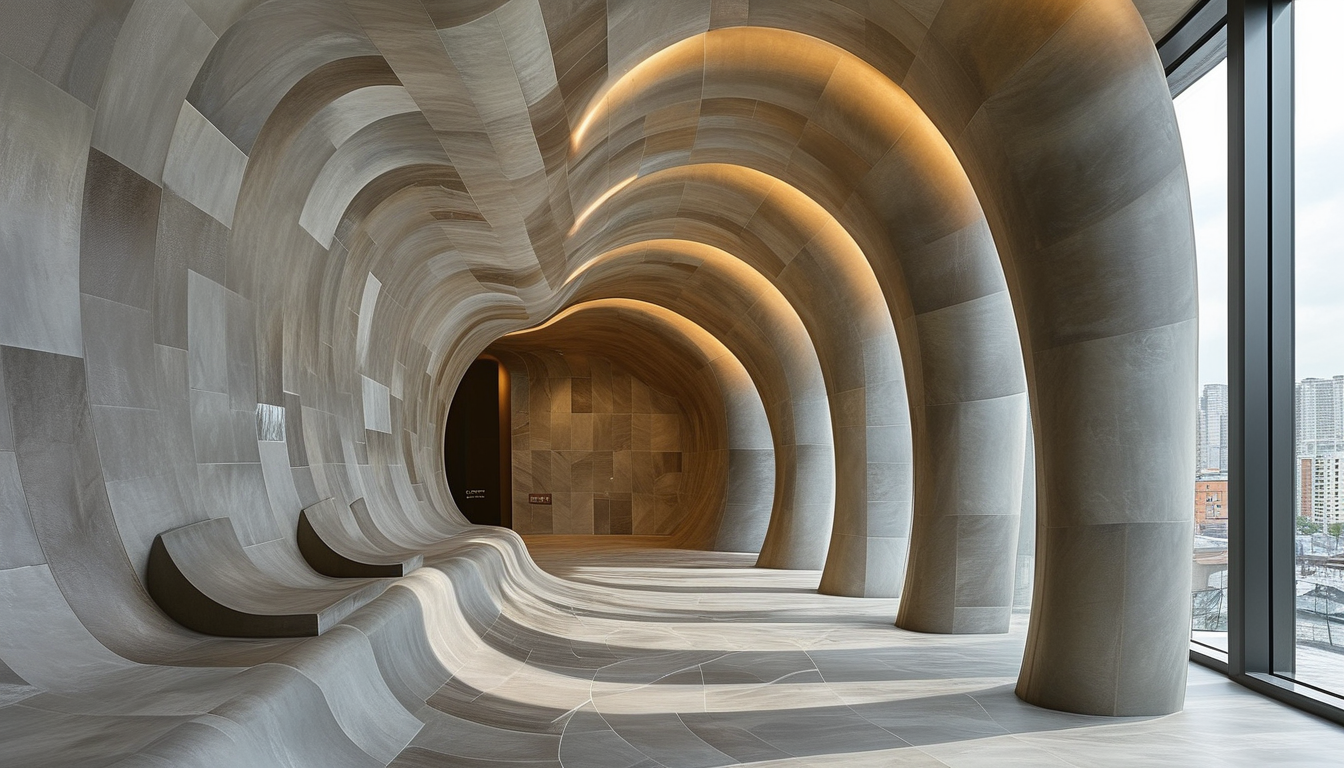 Flexible Tiles For Interior Curved Walls And Columns Cladding