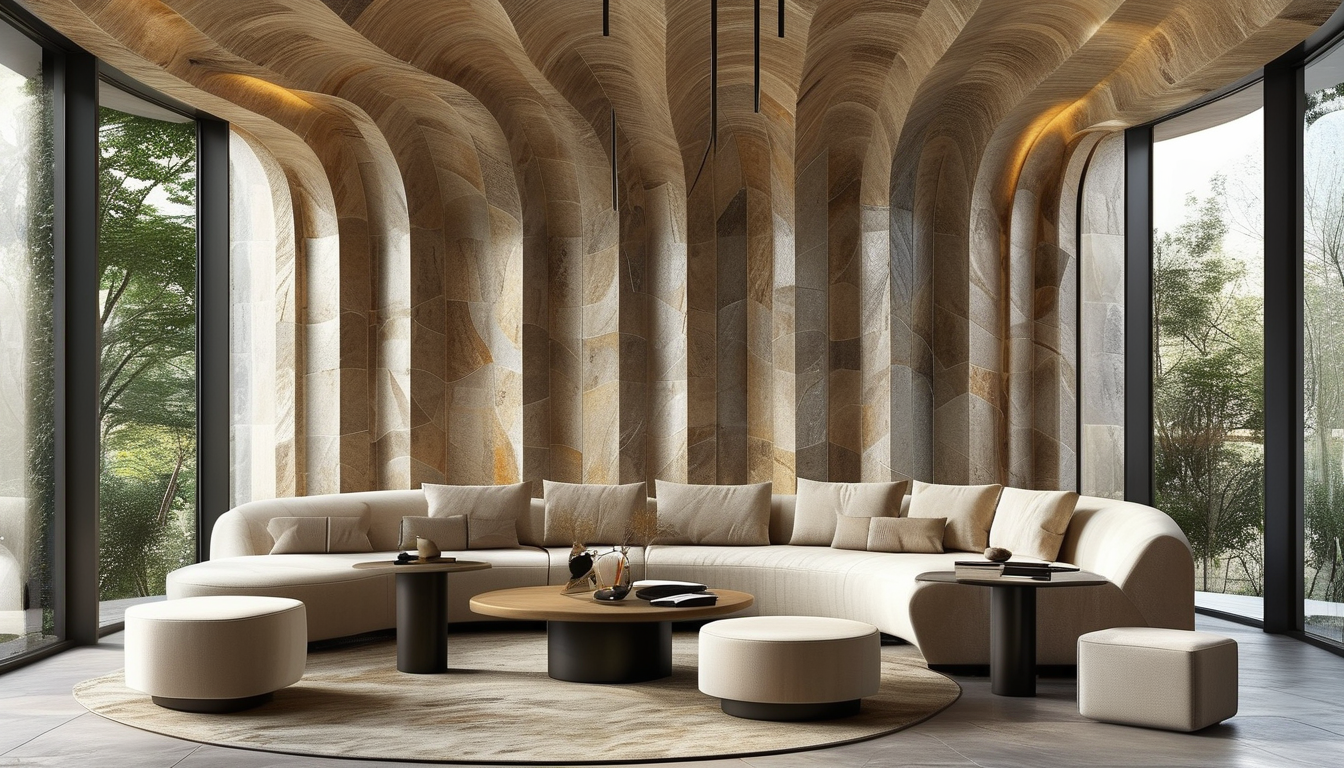 Faux Stone Panels For Interior Curved Walls And Columns Cladding
