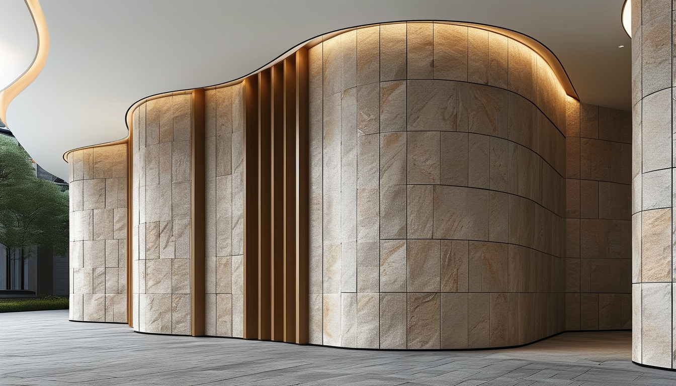 Exterior Wall Stone For Interior Curved Walls And Columns Cladding