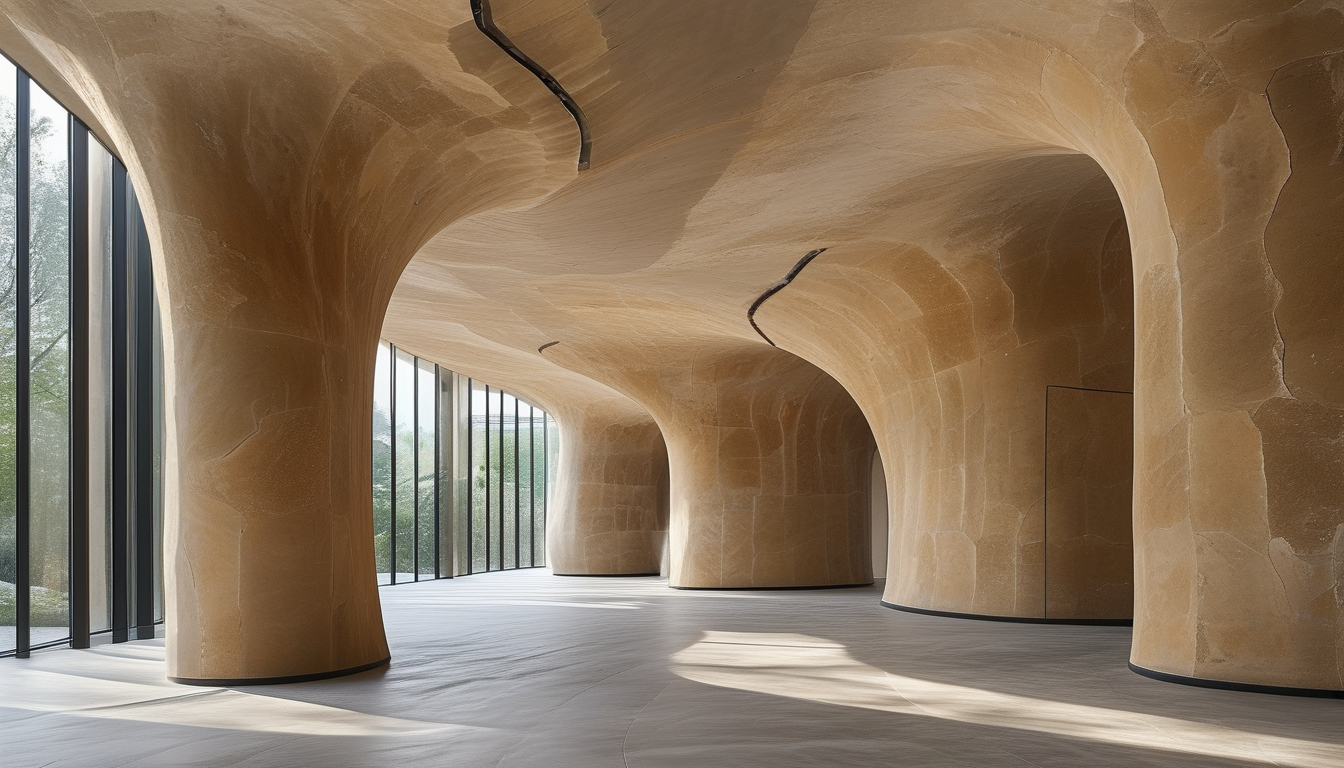 Sandstone Stone For Interior Curved Walls And Columns Cladding