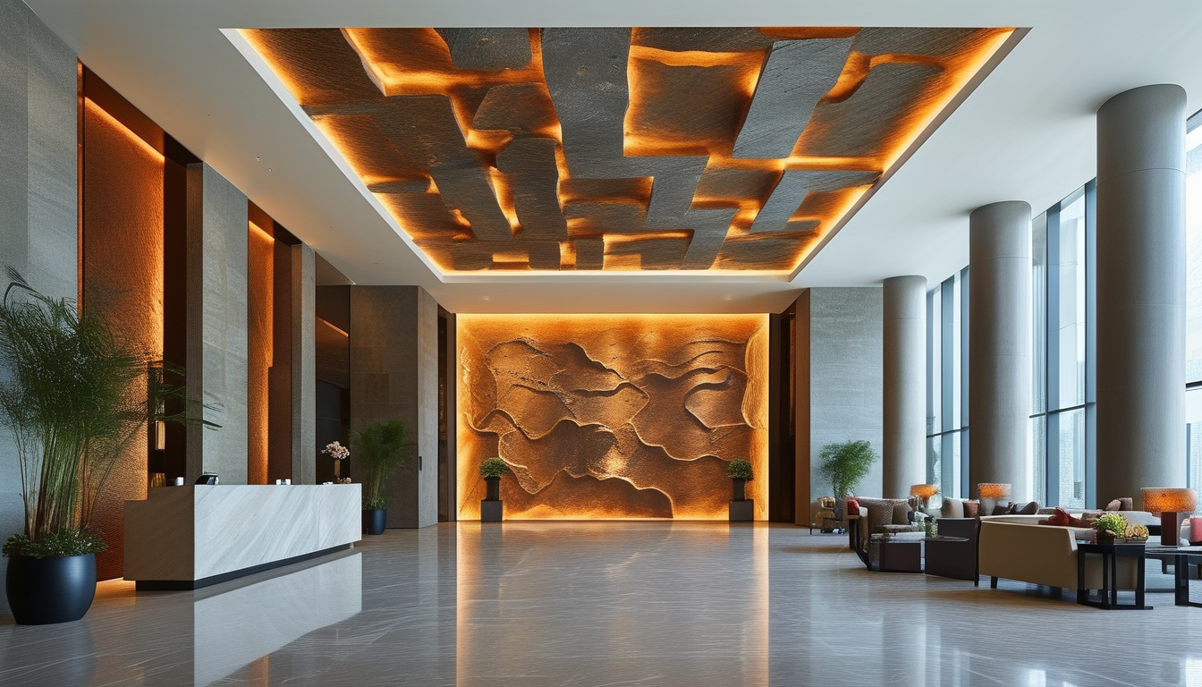 Imitation Stone Panels For Luxury Hotel Lobby Background Wall Decoration