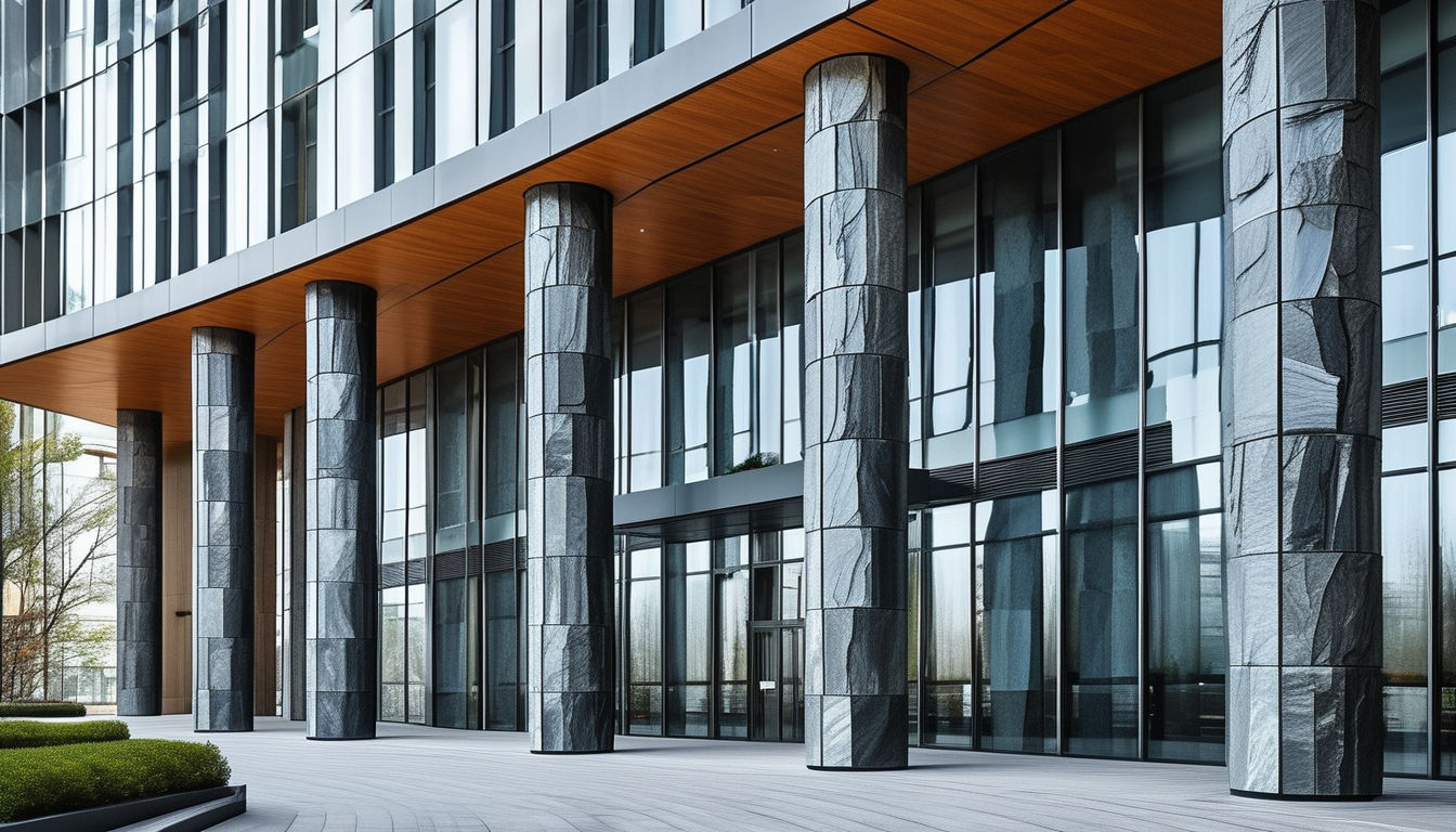 Slate Stone Cladding For Commercial Office Pillars And Atriums Cladding
