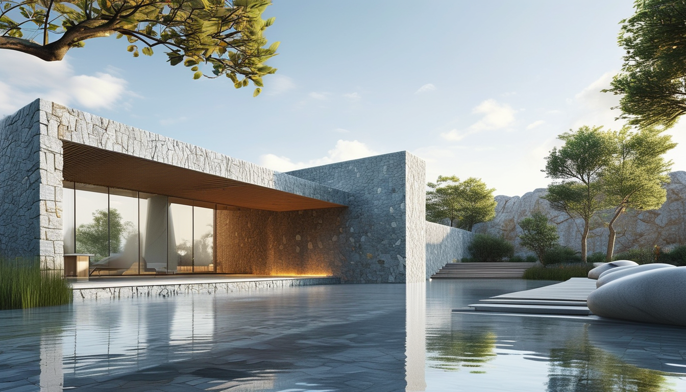 Natural Stone Veneer Exterior For Serene Wellness And Spa Spaces Decoration