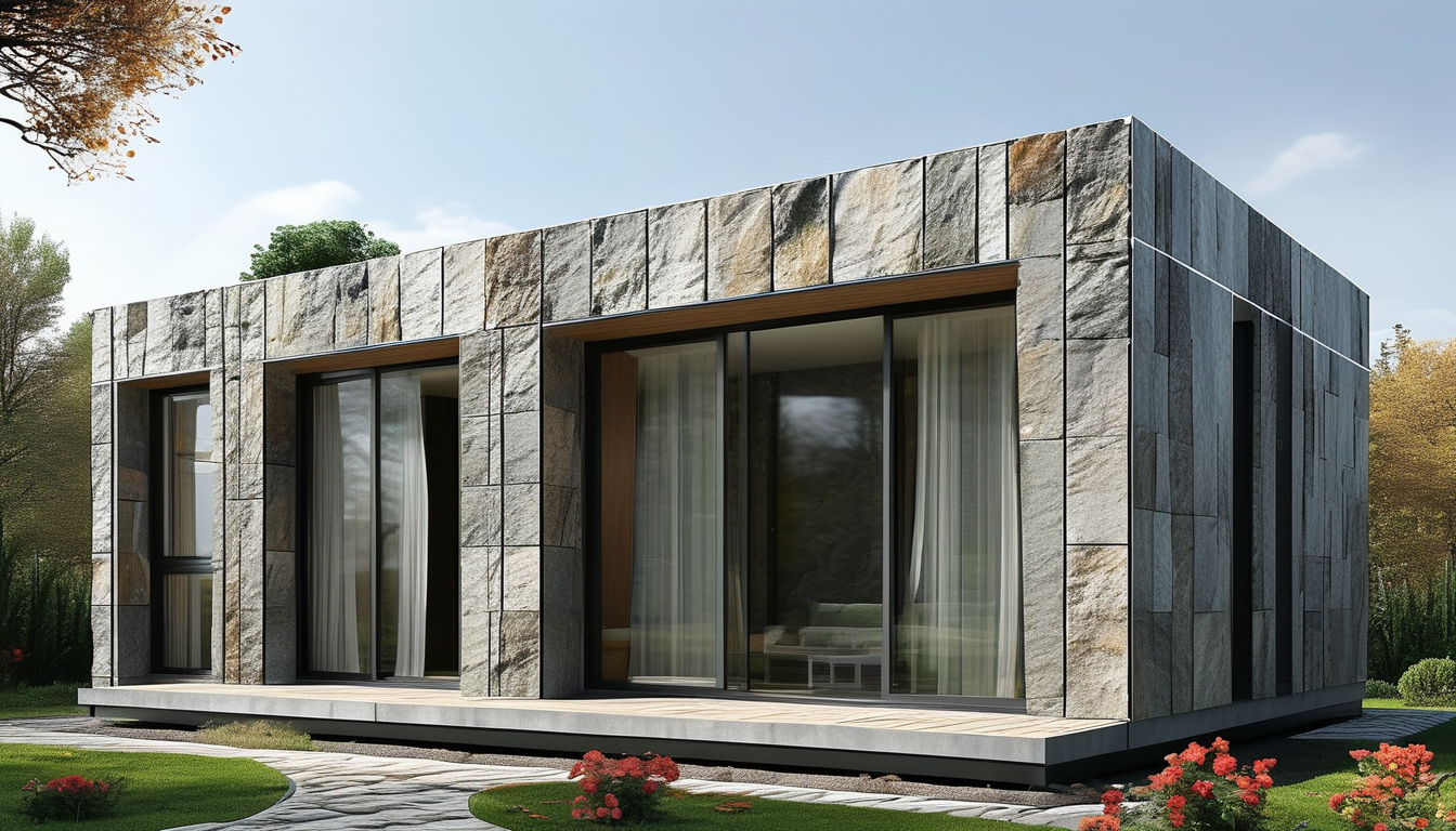 Natural Stone Veneer Exterior For Eco-friendly Prefab House Modular Wall Panelling