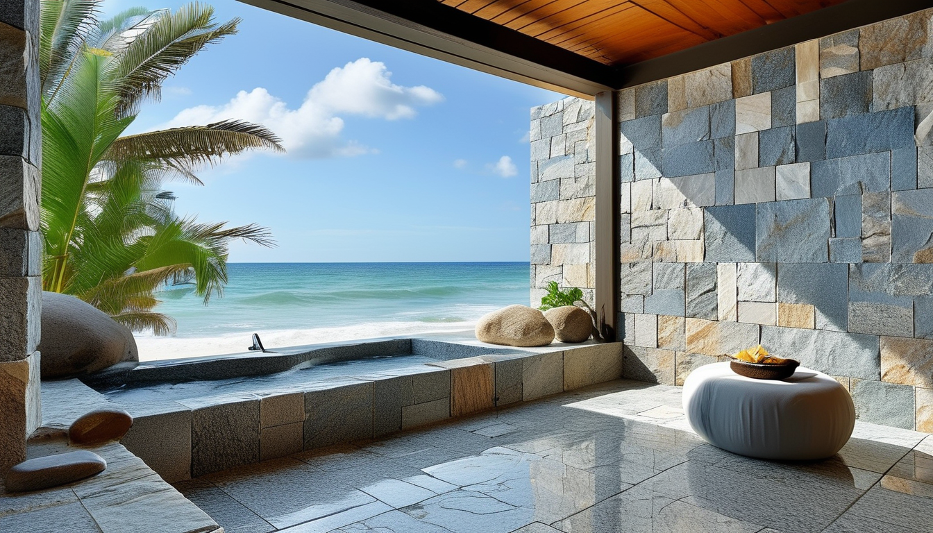 Granite Stone Tiles For Coastal Resort Bathrooms And Shower Walls