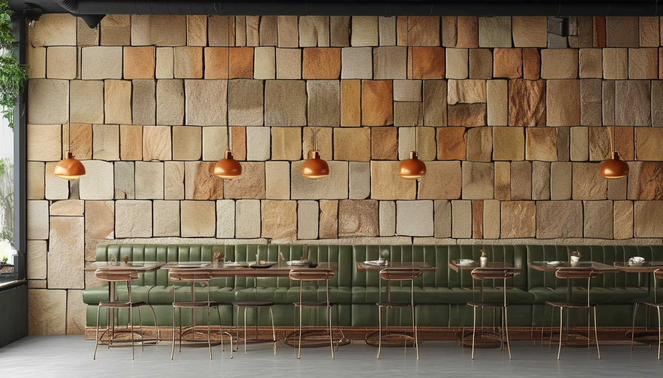 Thin Flagstone Veneer For Retro Themed Restaurant And Bar Wall Renovation