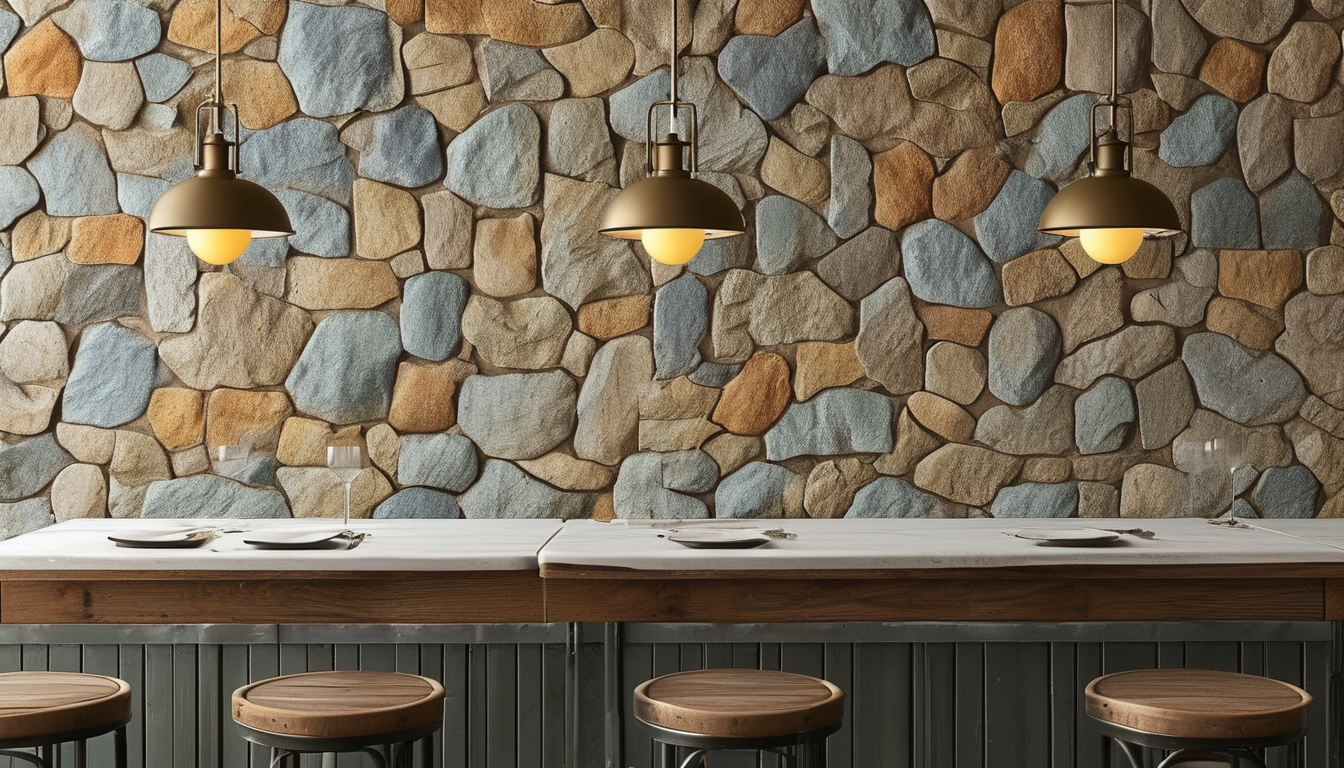 Stone Sheet For Retro Themed Restaurant And Bar Wall Renovation