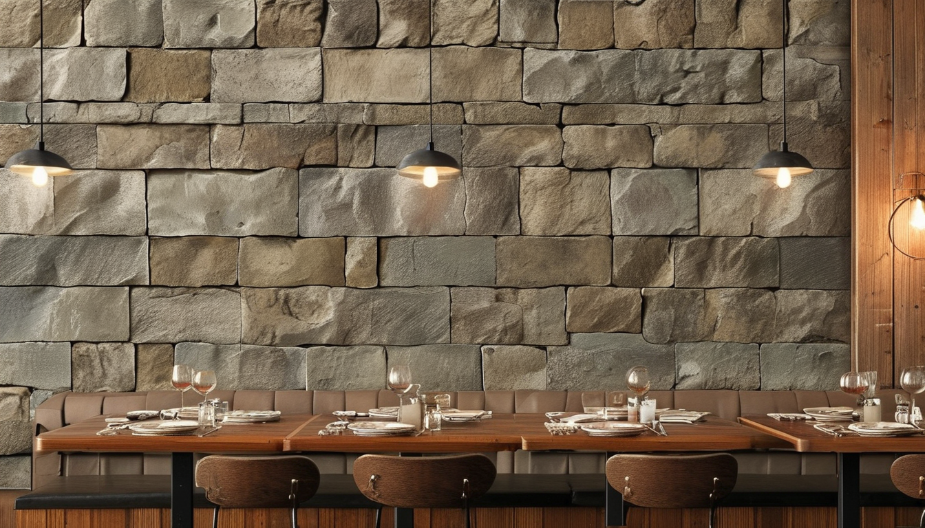 Faux Stone Panels For Retro Themed Restaurant And Bar Wall Renovation