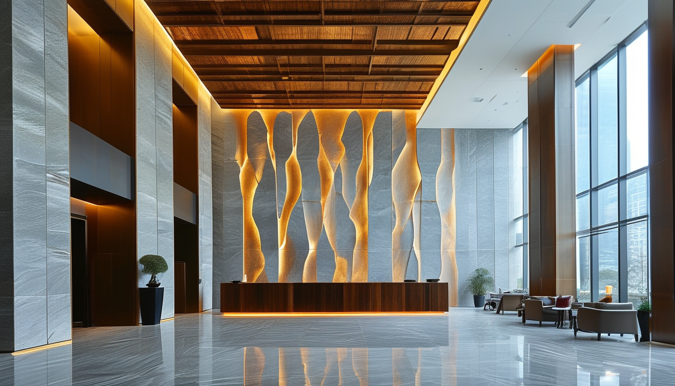 Slate Stone Cladding For Luxury Hotel Lobby Background Wall Decoration