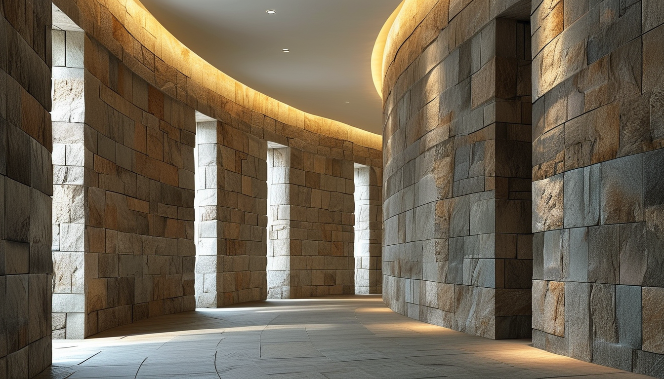 Stone Cladding Indoor For Interior Curved Walls And Columns Cladding