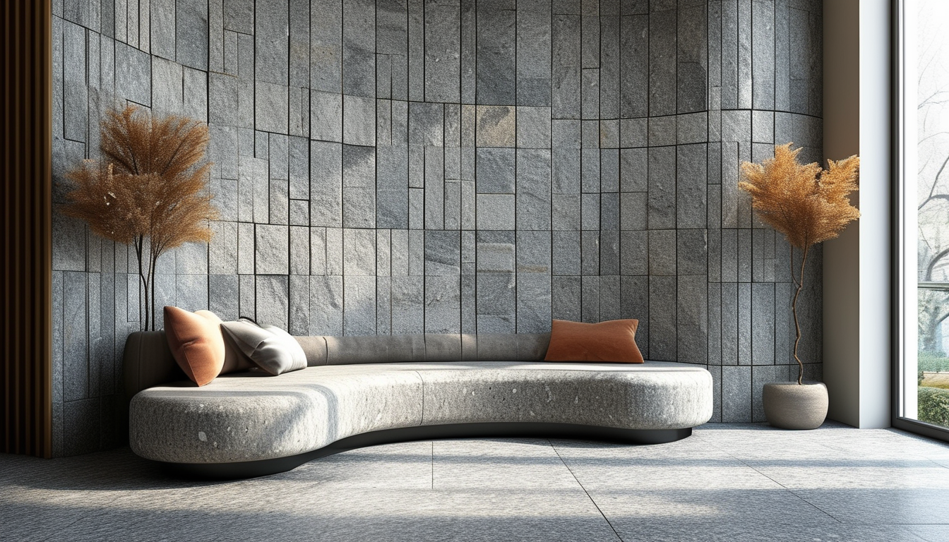Granite Stone Tiles For Interior Curved Walls And Columns Cladding