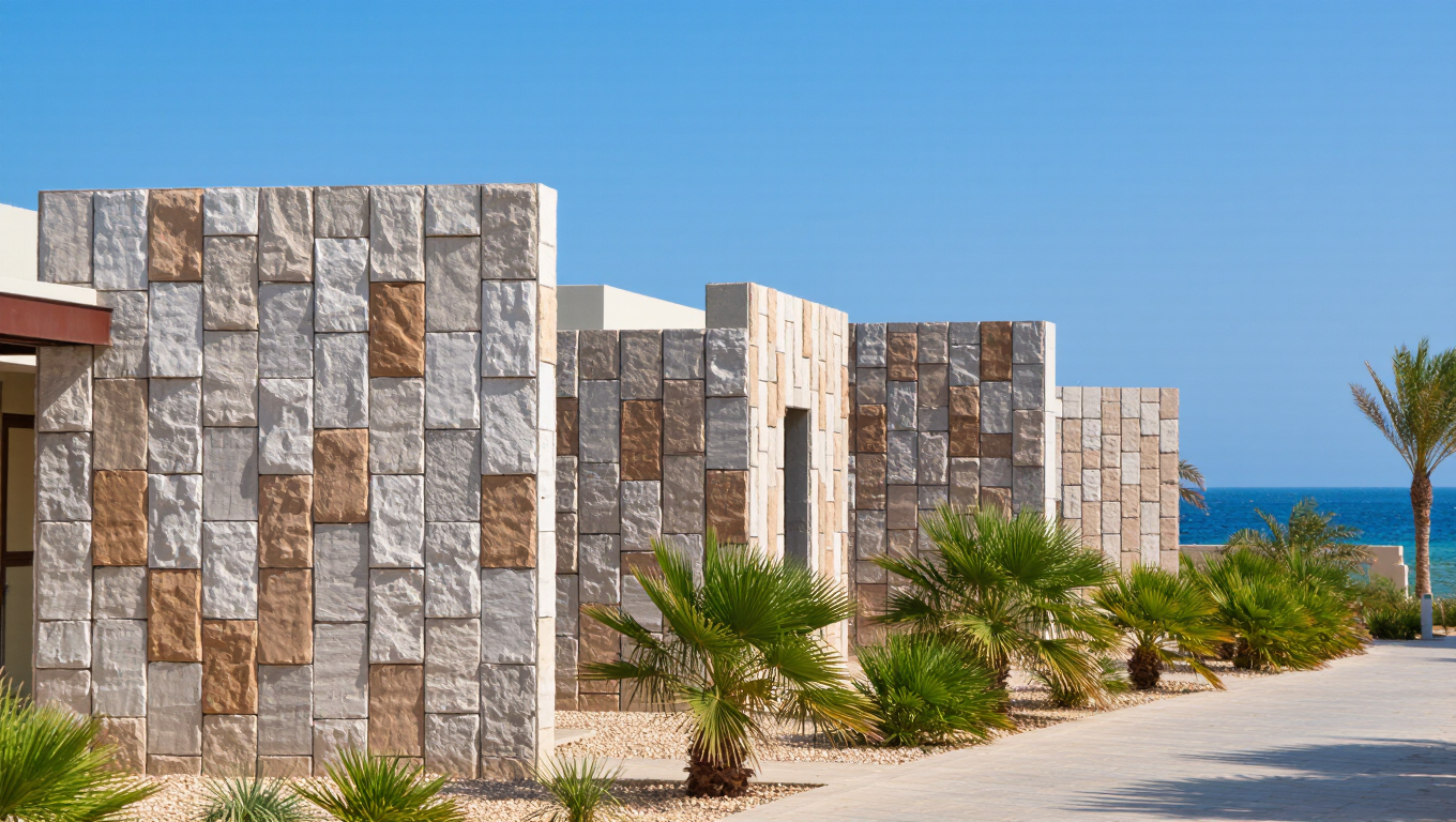 Imitation Stone Panels For Resort Villas Outdoor Weatherproof Wall Cladding