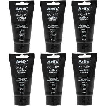 PP631-24 Профессиональные черные атласные акриловые краски высокой плотности, 75 мл