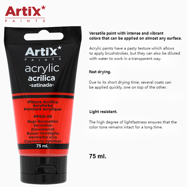 PP631-09 Сатиновый акрил высокой плотности, 75 мл ярко-красный