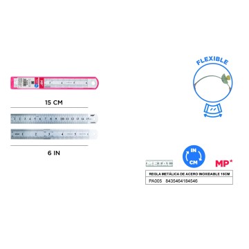 PA005 Металлическая линейка из нержавеющей стали. Двусторонняя прямая линейка. Линейка в см и дюймах.