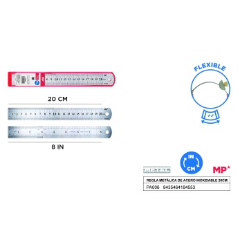 PA006 Прямая линейка из нержавеющей стали Сантиметровая линейка Дюймовая линейка